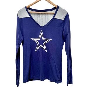 Cowboys‎ Hot Style NFL Football Long Sleeve V Neck T Shirt Top
